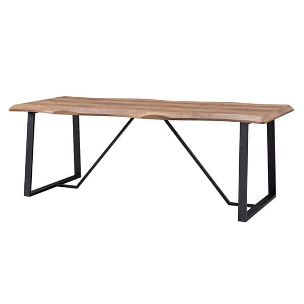 Lakeith Modern Eclectic Natural Wood Metal Dining Table Natural Wood Metal Dining Table