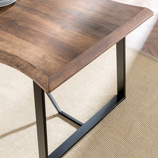 Lakeith Modern Eclectic Natural Wood Metal Dining Table Natural Wood Metal Dining Table