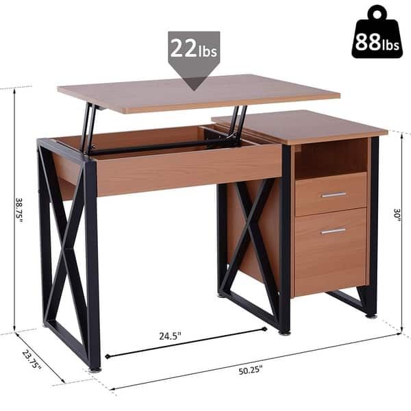 Shop Homcom 50 Industrial Lift Top Standing Computer Desk With