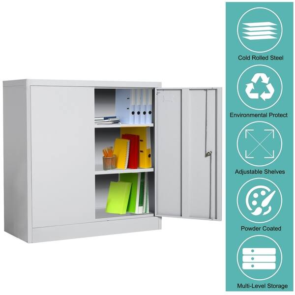 Shop Homcom 36 Counter Height Metal Locking Storage Cabinet With