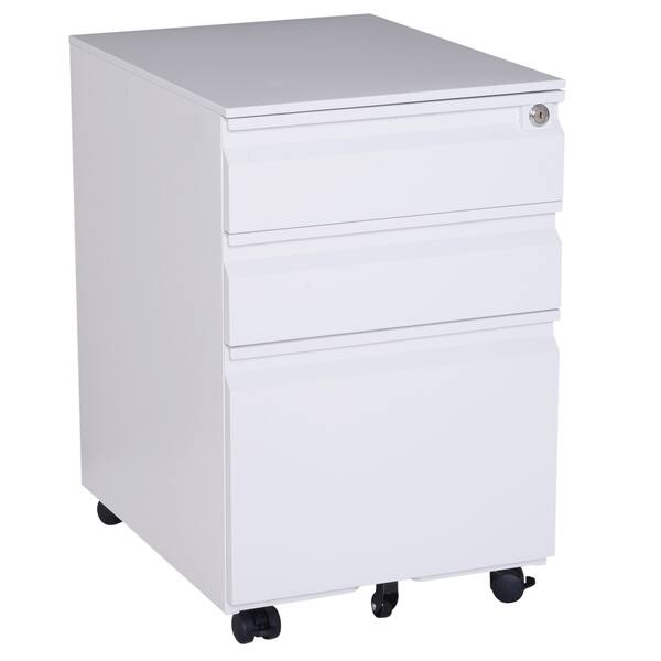 Shop Homcom 3 Drawer Locking File Cabinet On Wheels Overstock