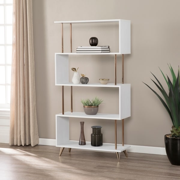 Carson Carrington Brinton White/ Copper Finish Metal Bookcase Etagere