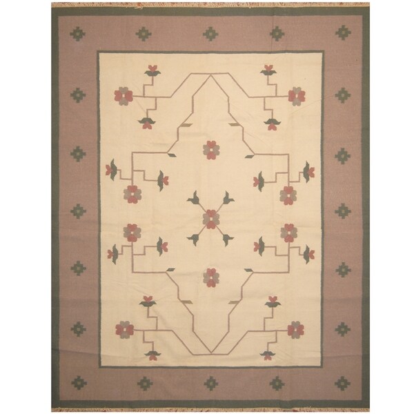 Handmade One-of-a-Kind Wool Kilim (India) - 9'3 x 11'9
