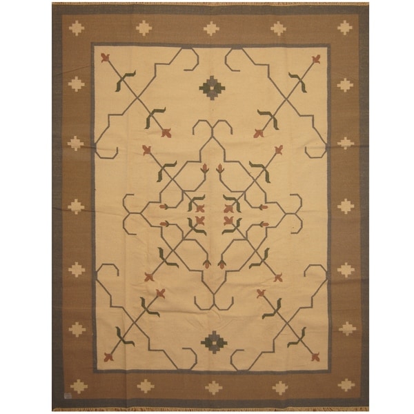 Handmade One-of-a-Kind Wool Kilim (India) - 9'2 x 11'10