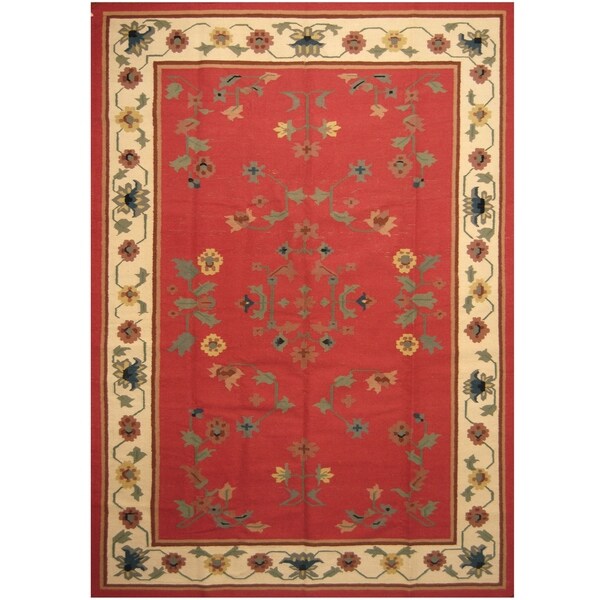 Handmade One-of-a-Kind Wool Kilim (India) - 9' x 12'3