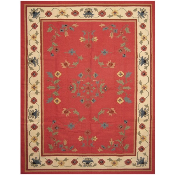 Handmade One-of-a-Kind Wool Kilim (India) - 9'1 x 12'