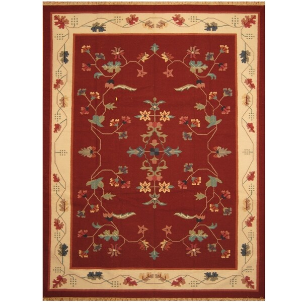 Handmade One-of-a-Kind Wool Kilim (India) - 9' x 12'