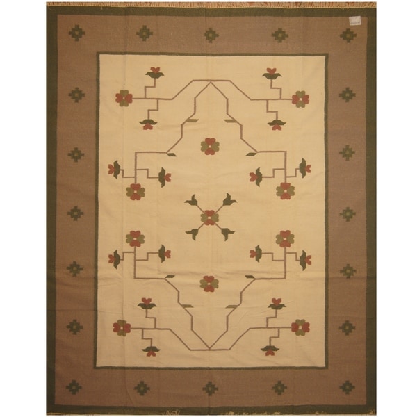 Handmade One-of-a-Kind Wool Kilim (India) - 9'2 x 11'10