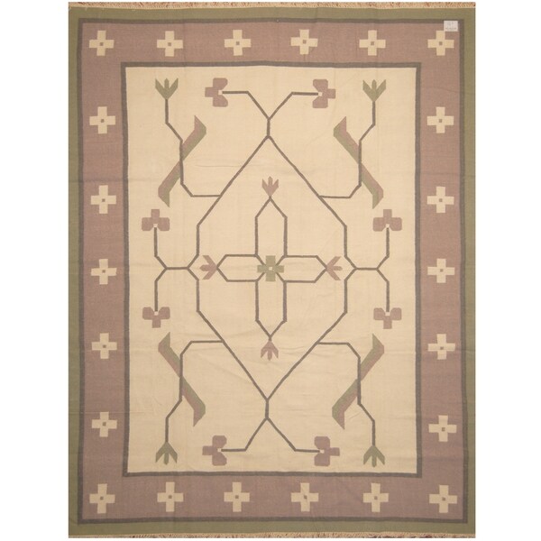 Handmade One-of-a-Kind Wool Kilim (India) - 9' x 12'