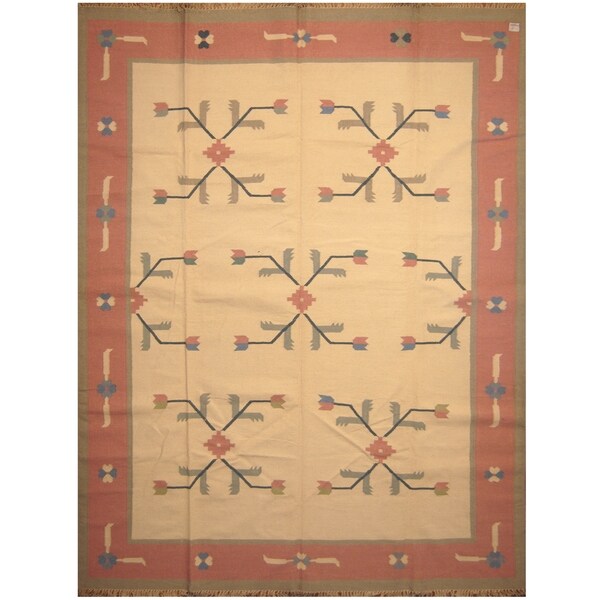 Handmade One-of-a-Kind Wool Kilim (India) - 9' x 11'10
