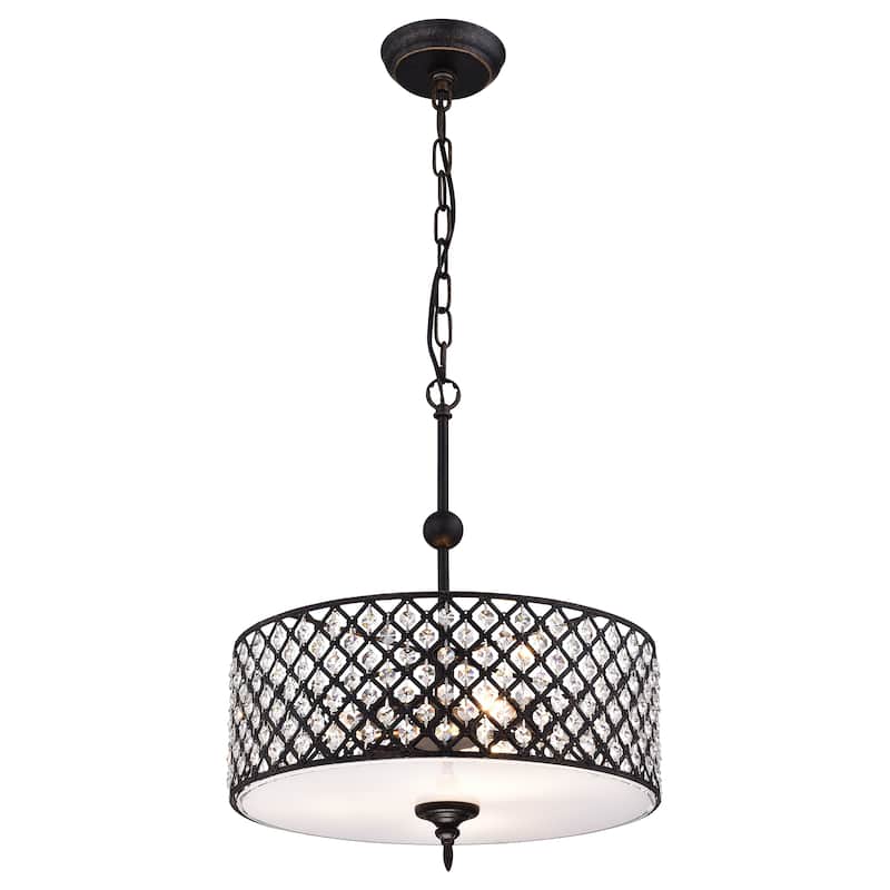 Mahav Antique Copper 3-light Chandelier with Crystals