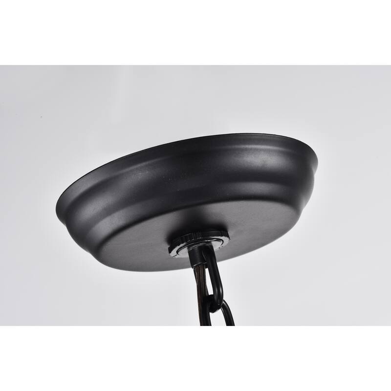Avriel Imitation Wood Grain/Matte Black 4-light Chandelier with Clear Glass Shades