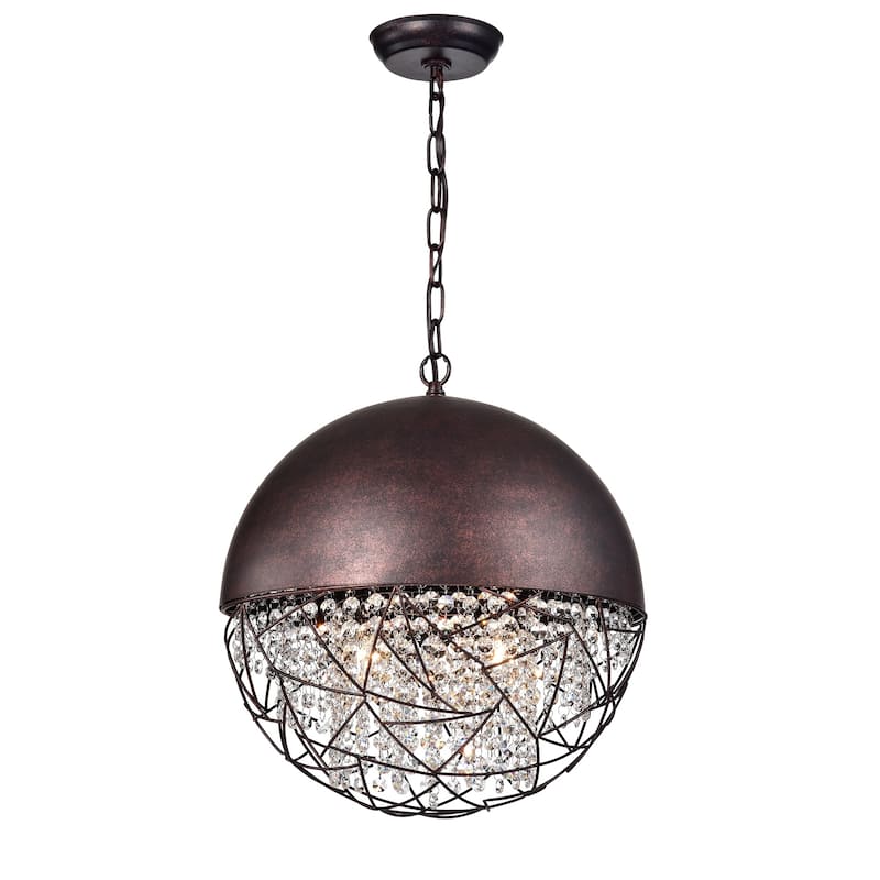 Warehouse of Tiffany Havira 3-light Antique Copper Chandelier with Crystals