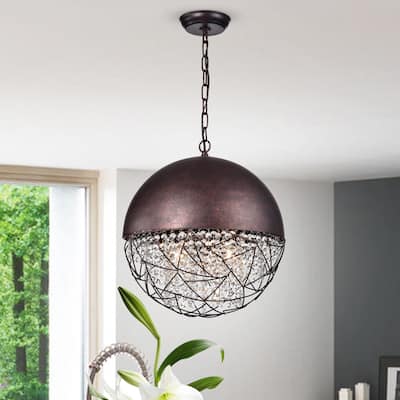 Warehouse of Tiffany Havira 3-light Antique Copper Chandelier with Crystals