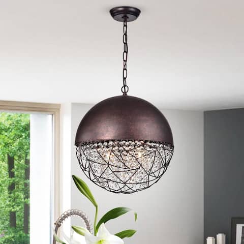 Warehouse of Tiffany Havira 3-light Antique Copper Chandelier with Crystals