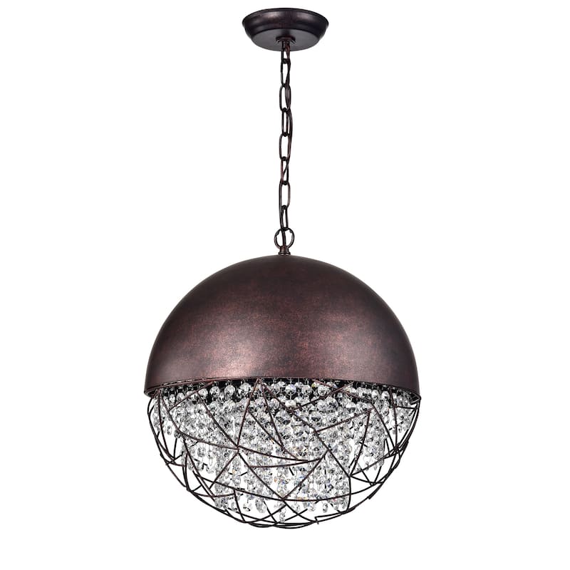 Warehouse of Tiffany Havira 3-light Antique Copper Chandelier with Crystals