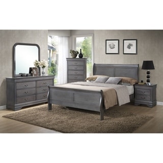 Classic Louis Philippe Styling Grey Twin/Full/Queen/King Bedroom Set ...