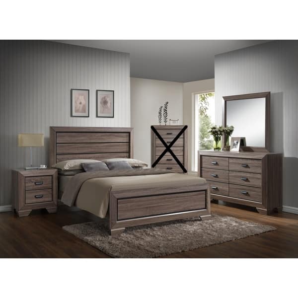 Large Scale Rustic Wooden Grey Queen Bedroom Set