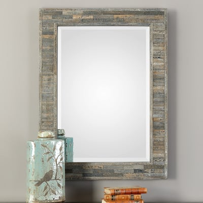 Carbon Loft Charcoal Blue Rectangular Mirror