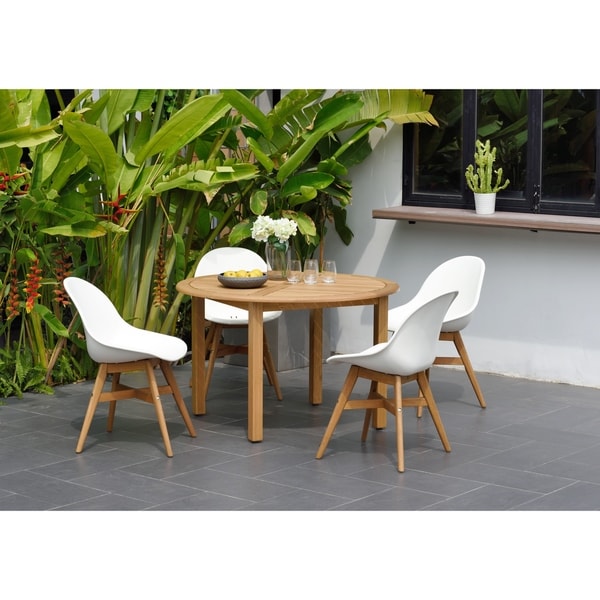 Ia Eucalyptus Teak Finish Bondi 5 Piece Round Patio Ia Eucalyptus Teak Finish Bondi 5 Piece Round Patio Dining Set