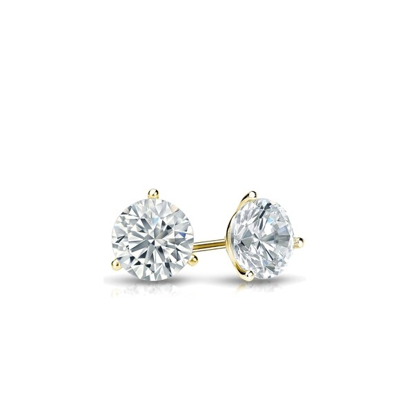 3CT Round Solid 18K Rose Gold Brilliant Cut Martini ScrewBack Stud Earrings