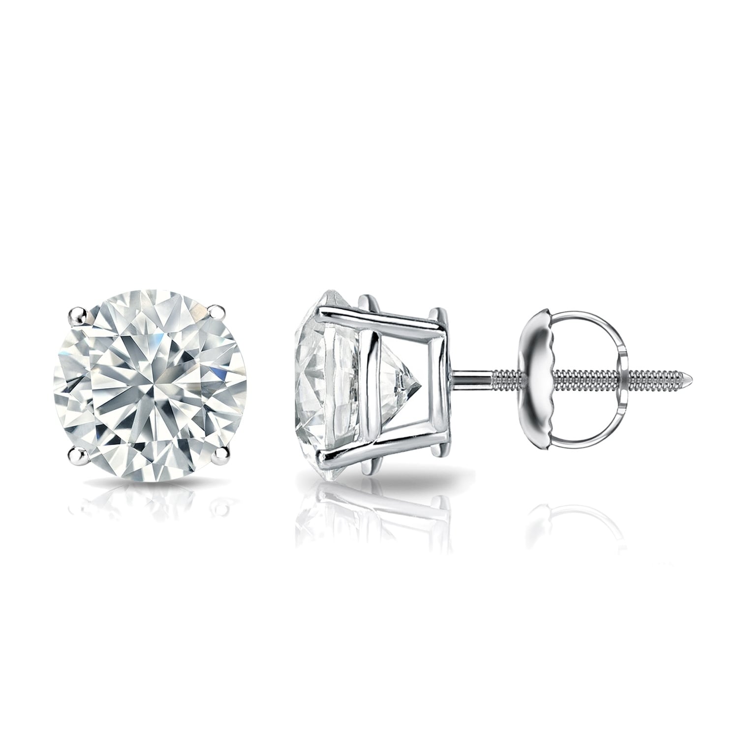 1//8-1ct,Brown,SI2-I1 18k White Gold 3-Prong Martini Round Brown Diamond Men SINGLE STUD Earring ScrewBack