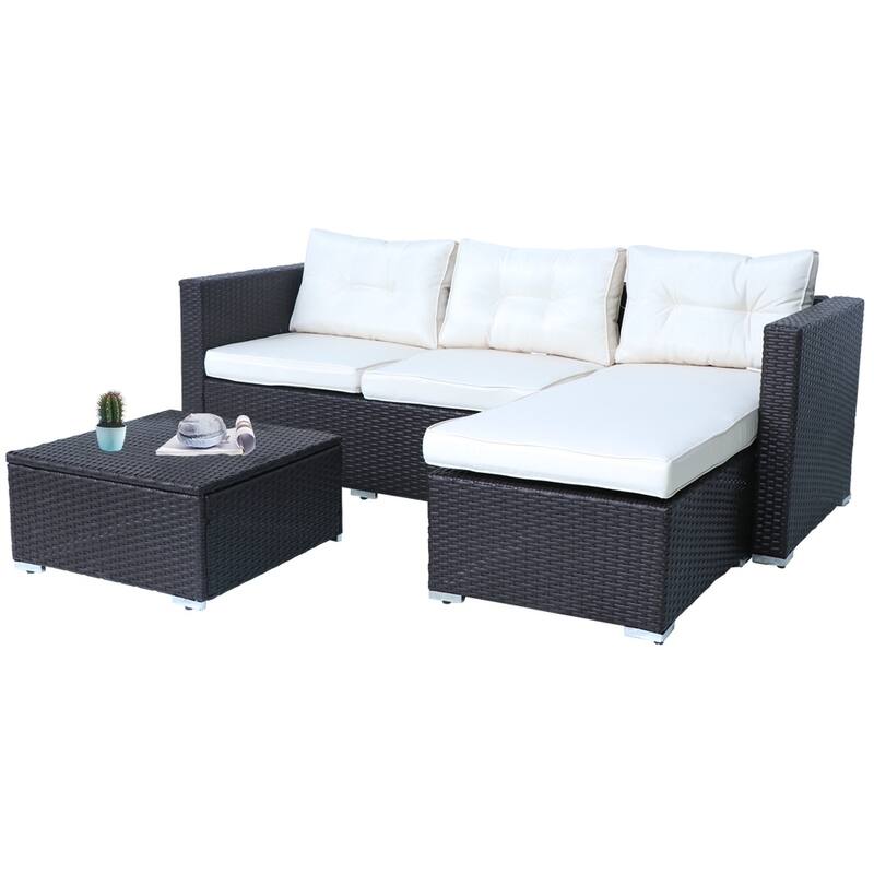 Rankin 3-piece Wicker Patio Sofa Set with Adjustable Tea Table by Havenside Home - N/A