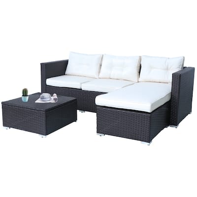 Rankin 3-piece Wicker Patio Sofa Set with Adjustable Tea Table by Havenside Home - N/A
