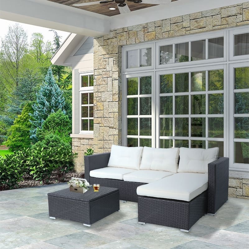 Rankin 3-piece Wicker Patio Sofa Set with Adjustable Tea Table by Havenside Home - N/A