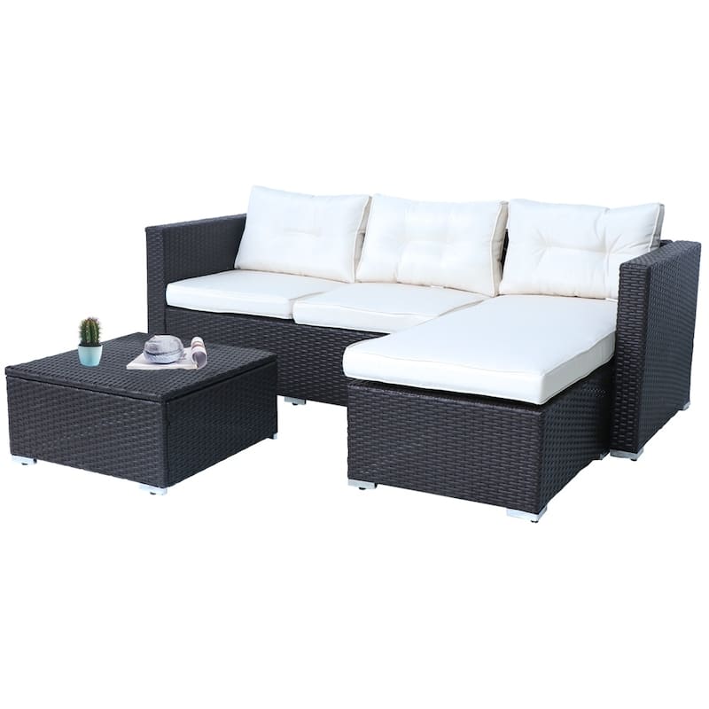 Rankin 3-piece Wicker Patio Sofa Set with Adjustable Tea Table by Havenside Home