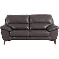 Leatherette Upholstered Loveseat with Pillow Top Armrests and Wooden ...