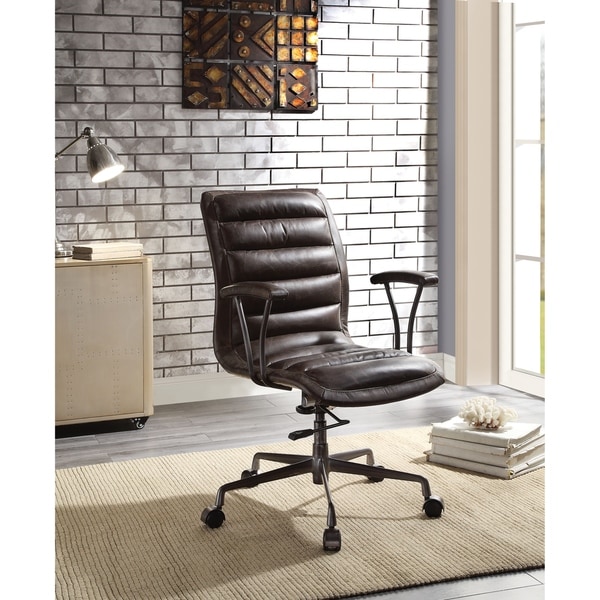 Shop Tufted Leatherette Office Chair with Adjustable Metal ...