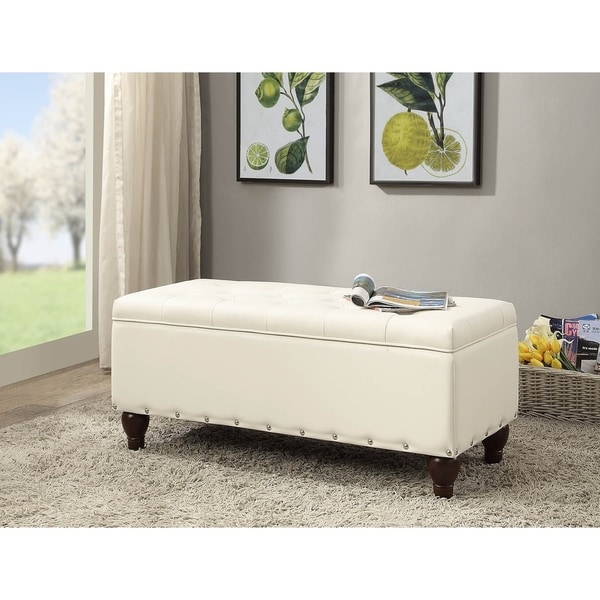 Shop Faux Leather Upholstered Wooden Bench With Storage