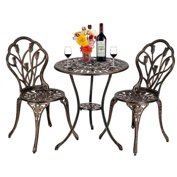 3 Piece Cast Aluminum Patio Bistro Set Outdoor Furniture 3 Piece Cast Aluminum Patio Bistro Set
