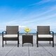 Patio Porch Furniture Bistro Set  PE Rattan Wicker Chairs with Cushions - Thumbnail 5