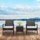 Patio Porch Furniture Bistro Set  PE Rattan Wicker Chairs with Cushions - Thumbnail 4
