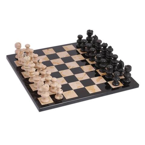 handmade 13" Brown Challenge Marble Chess Set (Mexico)