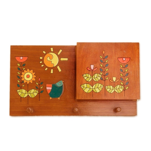 Handmade Day of Sunshine Wood letter and key holder (El Salvador)