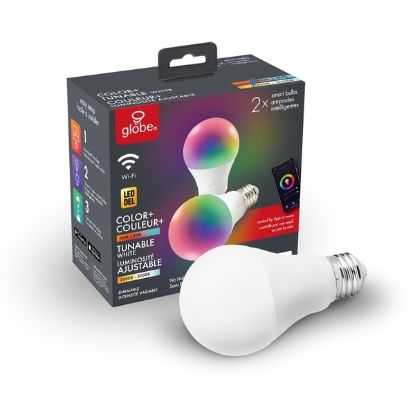 Wi-Fi Smart RGB Tunable Frosted LED Light Bulb, No Hub Required,2-Pk - A19. Opens flyout.