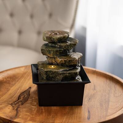 8" Rock Formation Fountain with LED Light by Pure Garden