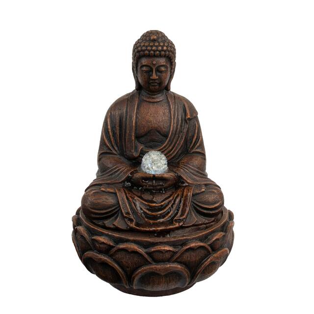 Sitting buddha Ployresin table fountain with by Pure Garden