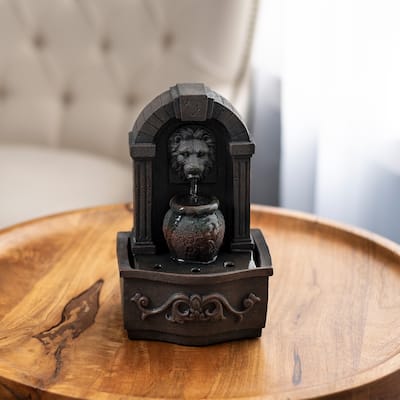Tabletop Water Fountain- Classic Lion Head by Pure Garden