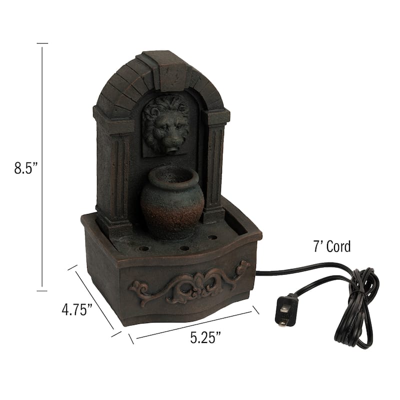 Tabletop Water Fountain- Classic Lion Head by Pure Garden