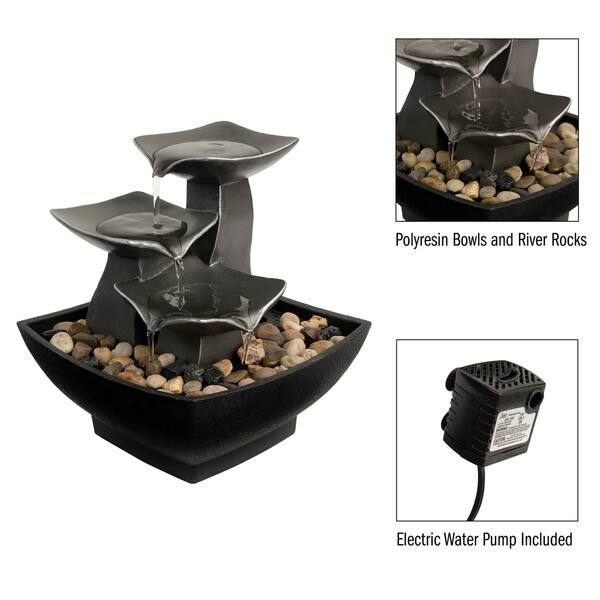 Tabletop Water Fountain 3 Tier Raku Bowl By Pure Garden Overstock 28271922