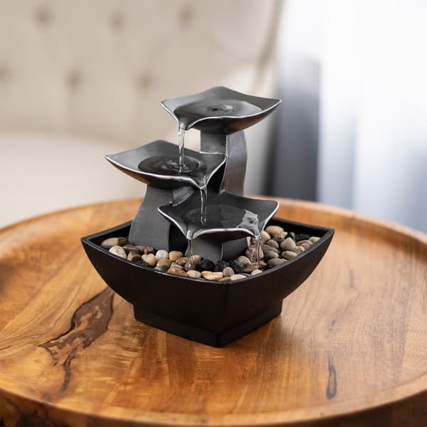 slide 2 of 7, Tabletop Water Fountain- 3 Tier Raku Bowl by Pure Garden