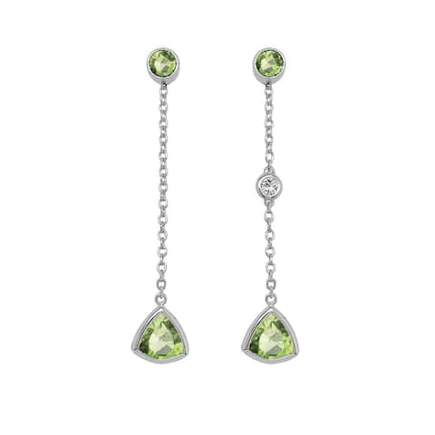 Noray Designs 14K Gold Trillion Shape Gemstone & Diamond (0.04 Ct, G-H Color, SI2-I1 Clarity) Mismatched Earrings