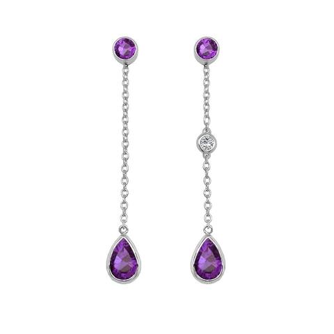 Noray Designs 14K Gold Pear Shape Gemstone & Diamond (0.04 Ct, G-H Color, SI2-I1 Clarity) Mismatched Earrings