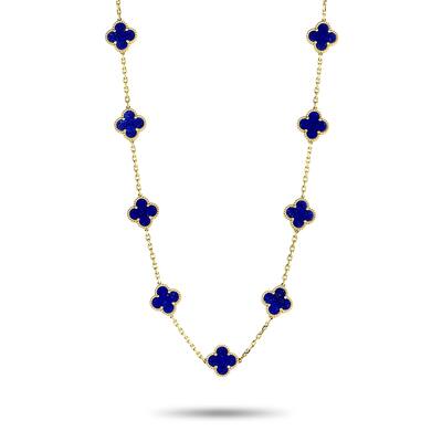 Van Cleef & Arpels Alhambra Yellow Gold and Lapis Lazuli 20-Motif Necklace