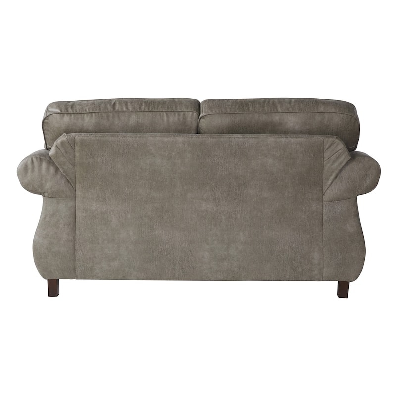 Roundhill Furniture Leinster Stone Grey Faux Leather-upholstered Nailhead Loveseat