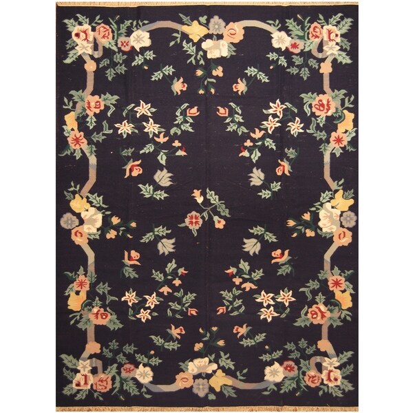 Handmade One-of-a-Kind Wool Kilim (India) - 9'1 x 12'1